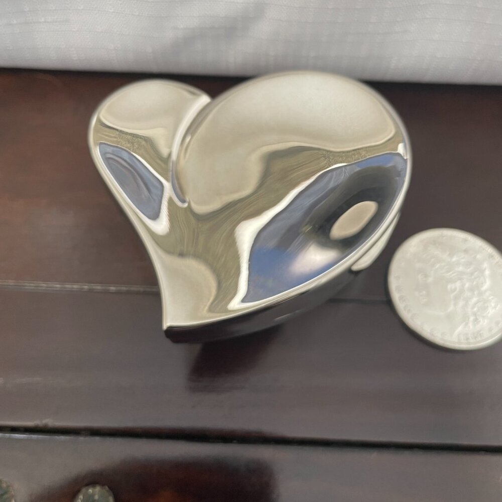 silver plated heart shaped trinket box